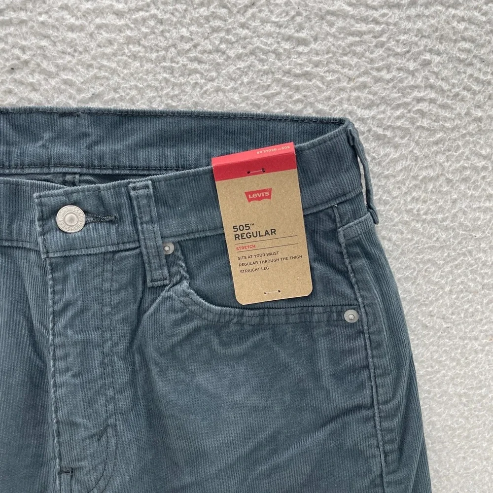 Levis 505 Pants Mens 31x30 Slate Gray Corduroy Pinwale Regular Straight Preppy